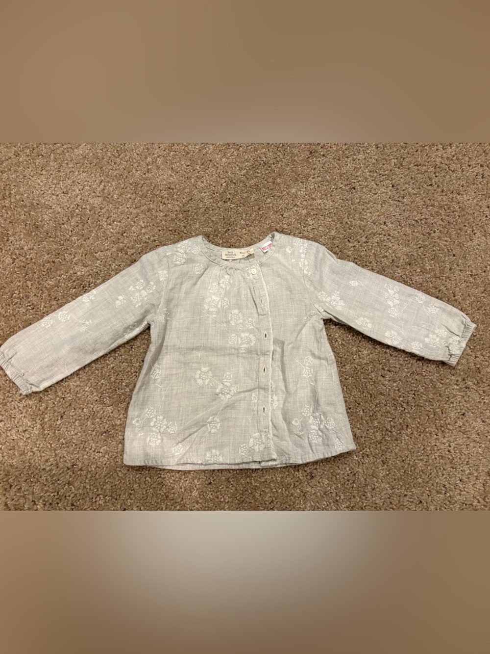 Zara Light Gray Embroidered Button-Down Shirt
